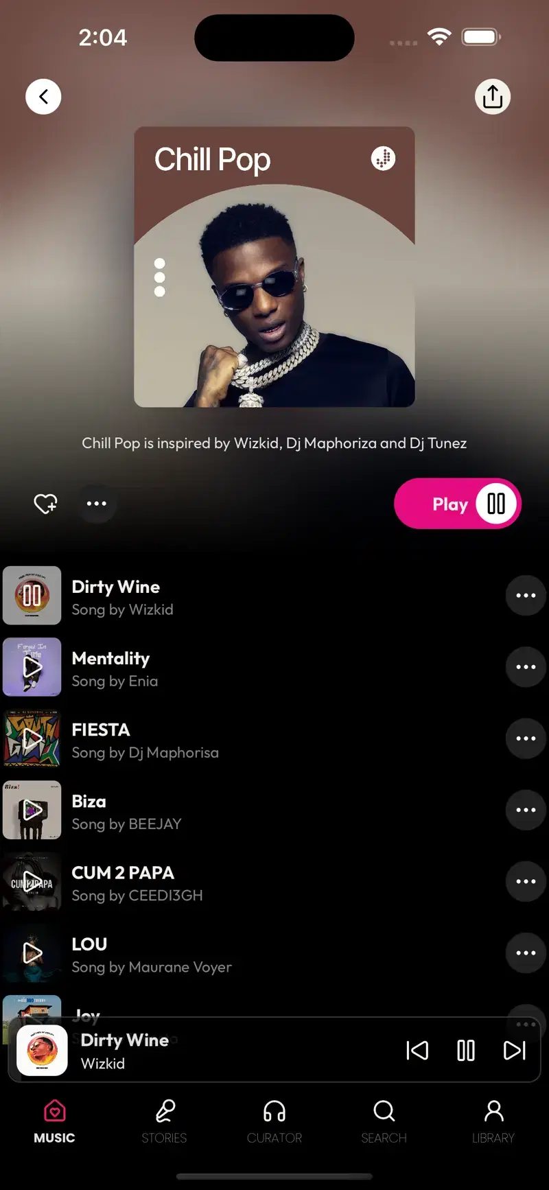 Josplay playlist view